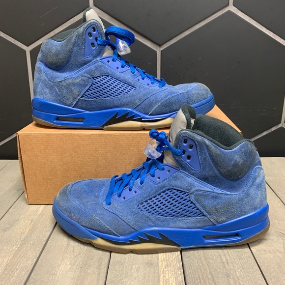 Jordan Other - Used Air Jordan 5 Blue Suede Shoes Size 11.5